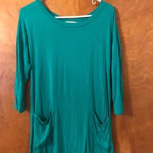 Emerald Teal 3/4 Sleeve Pocket Tunic